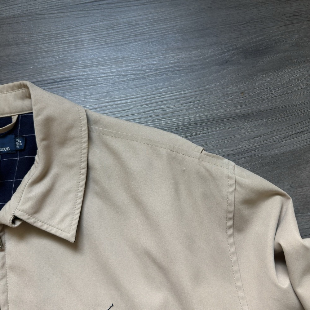 VTG Polo Ralph Lauren Harrington Jacket Mens Large Tan Beige Plaid Lined BiSwing - Picture 9 of 10